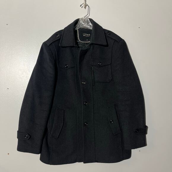 APTRO Gray 100% Wool Outerwear Peacoat Jacket Multi Pocket Men’s Size XXL - Picture 1 of 8